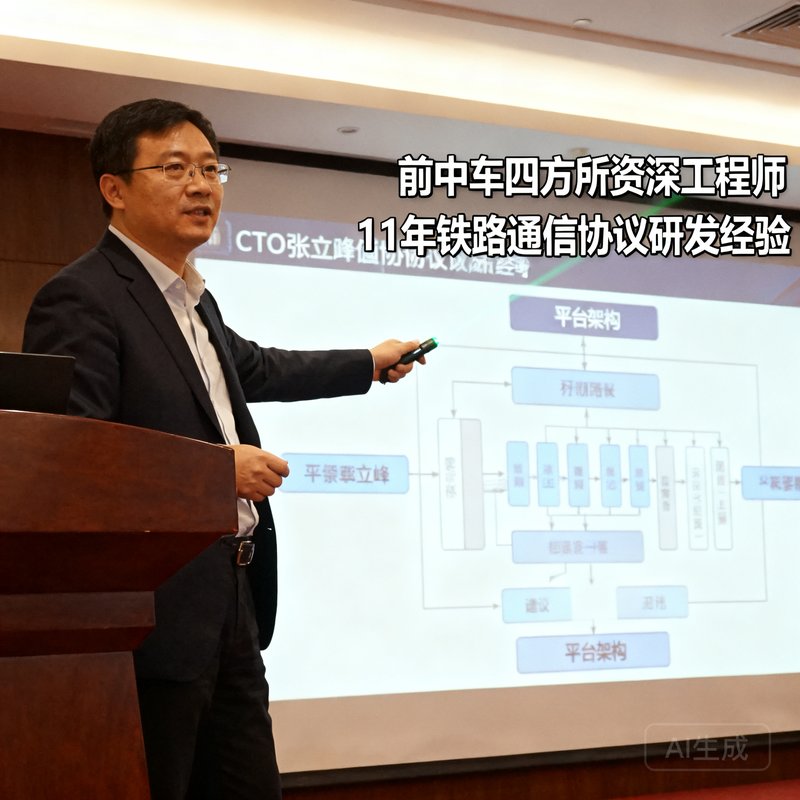 CTO张立峰，前中车四方所资深工程师，拥有11年铁路通信协议研发经验，正在讲解平台架构。